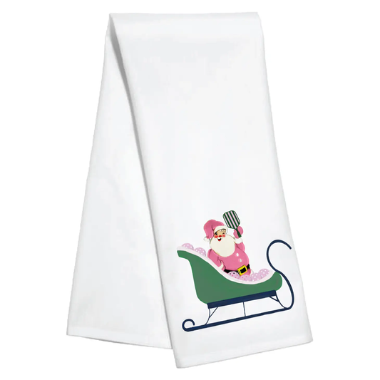 Christmas Kitchen Towel- Santa On Sleigh Pickleball