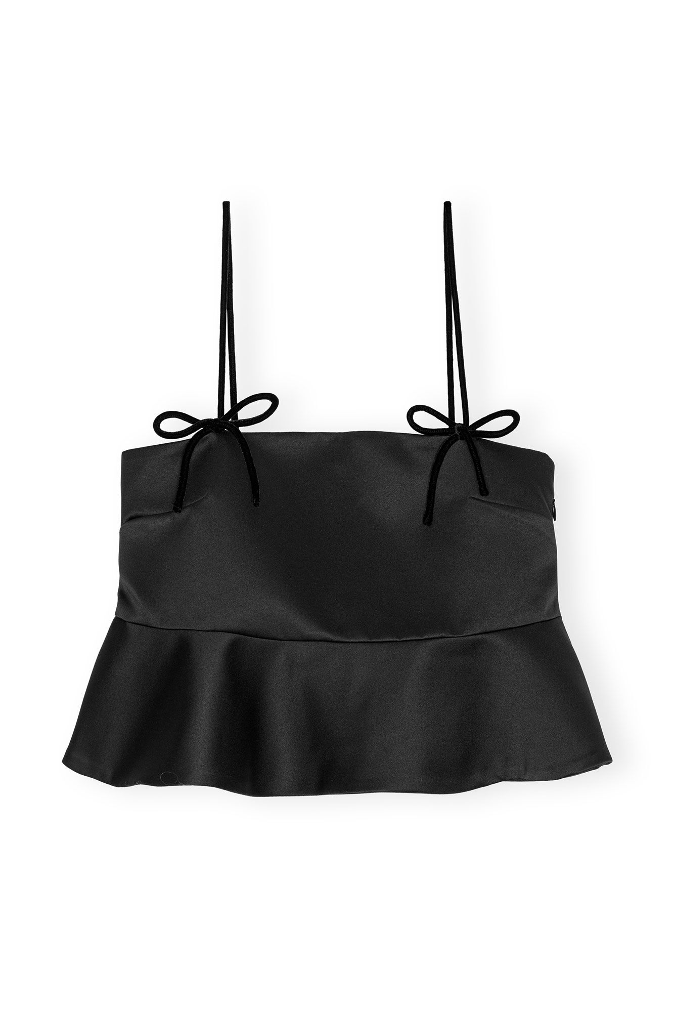 Ganni Black Duchesse Satin Top