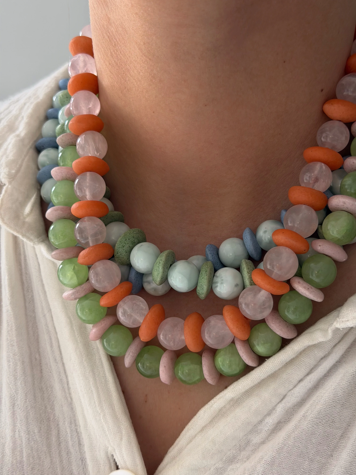 ALV Jewels Large Waverly Necklace - Pink and Orange
