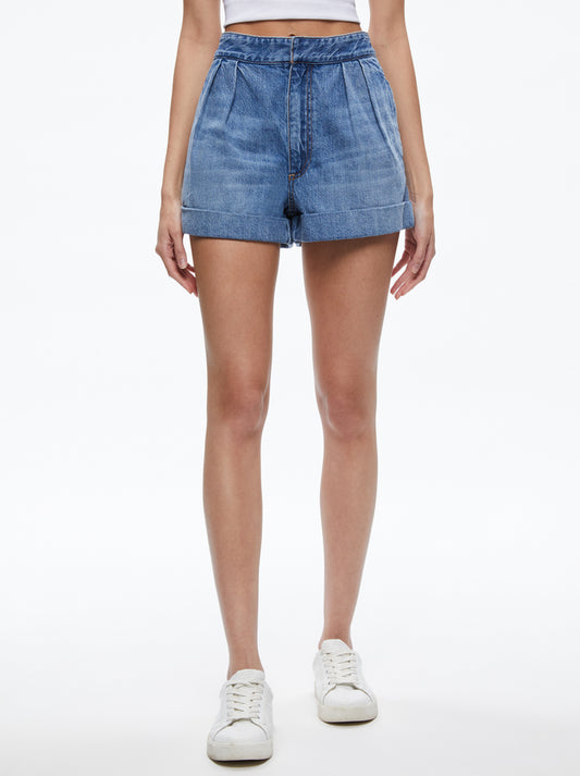 Alice & Olivia Cnry Pleated Denim Short