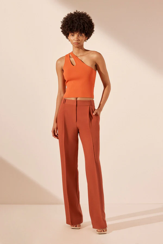 Shona Joy Basic One Shoulder Open Back Top - Tangerine