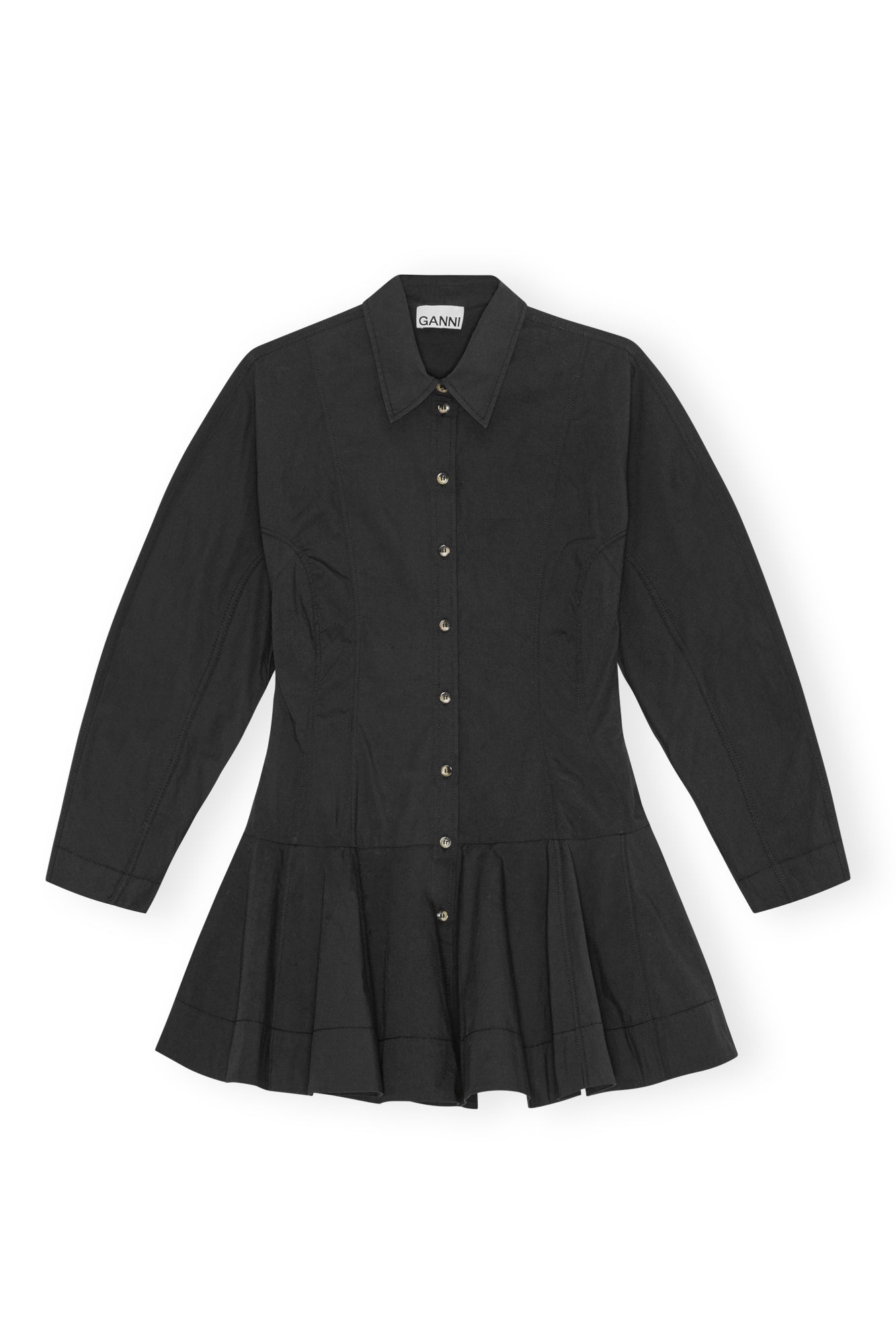 Ganni Stretch Botton Buttoned Mini Dress