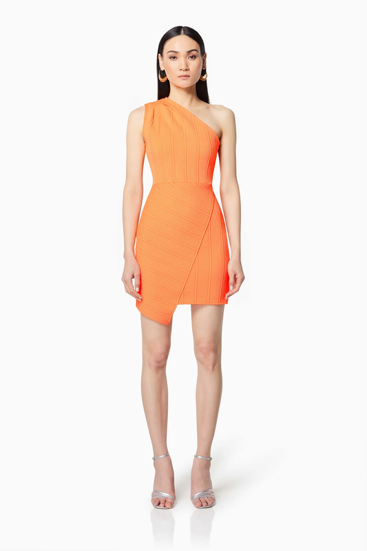 Elliatt Thriving Textured Mini Dress in Orange