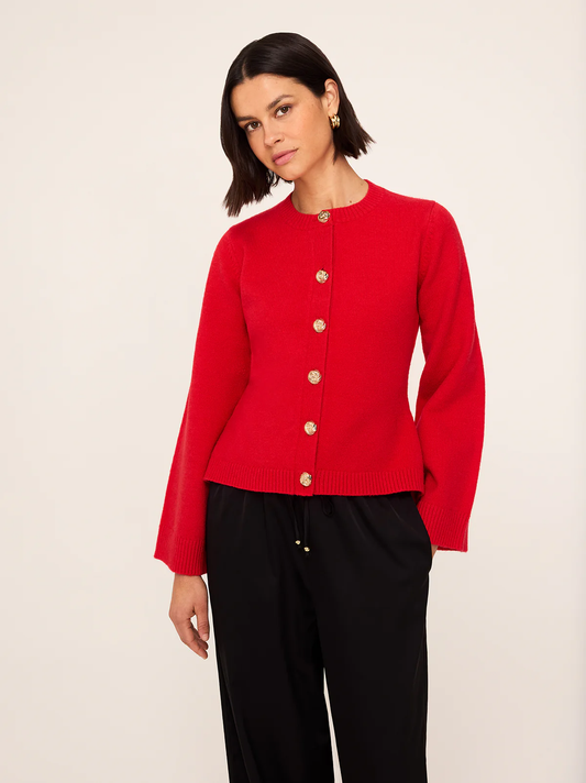 KITRI Cleo Red Knit Cardigan