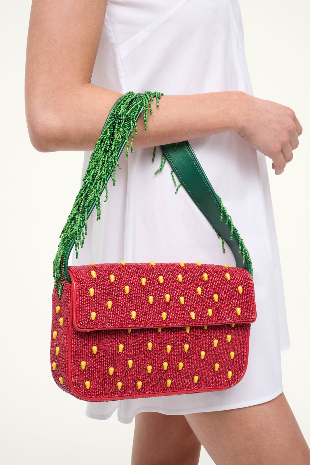 STAUD Tommy Beaded Bag Strawberry Dream