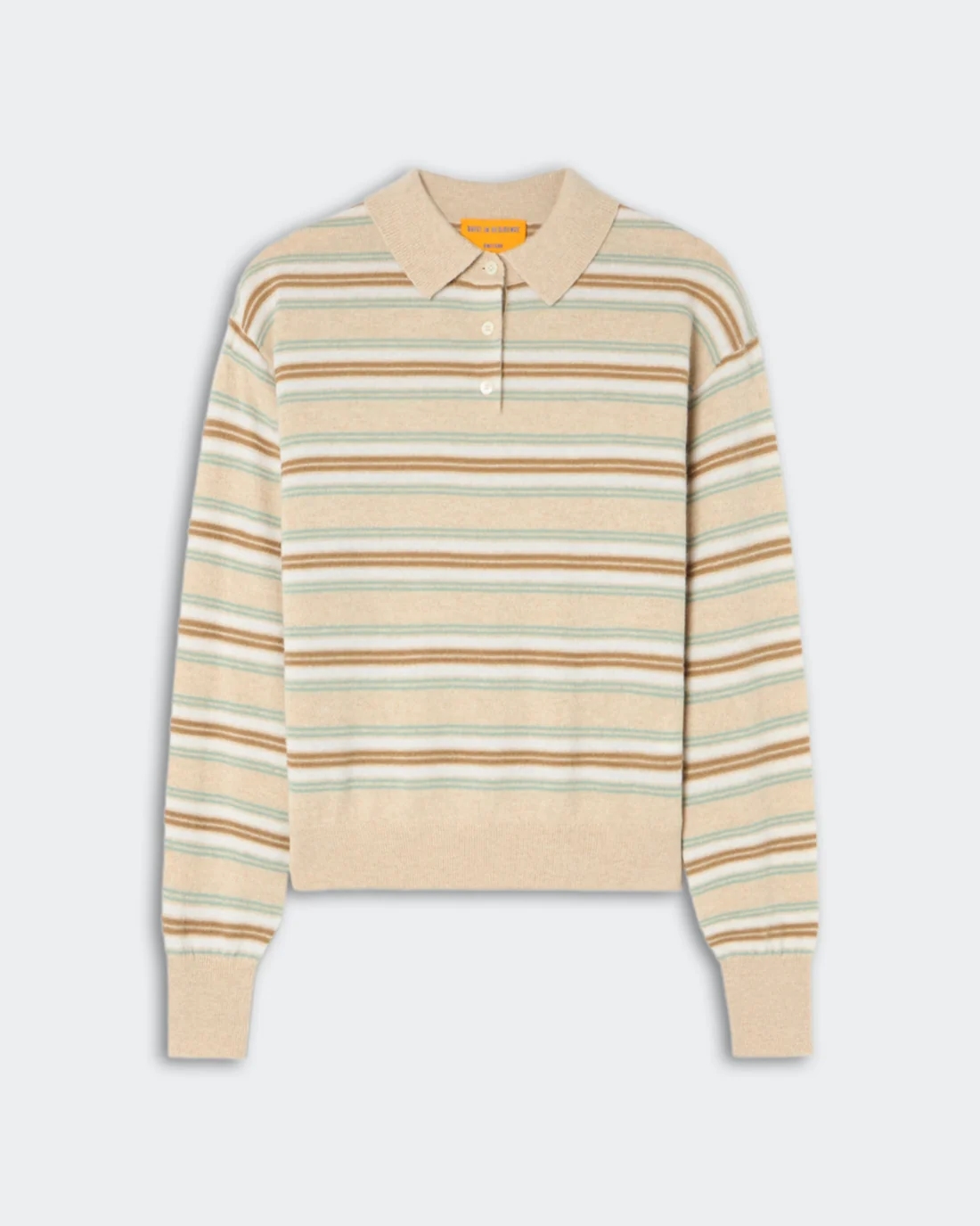 Guest in Residence Collegiate Stripe Polo - Sandstone Combo