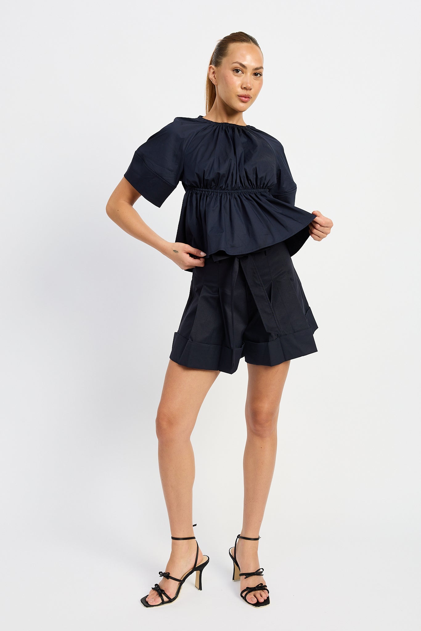 En Saison Melody Babydoll Blouse - Navy