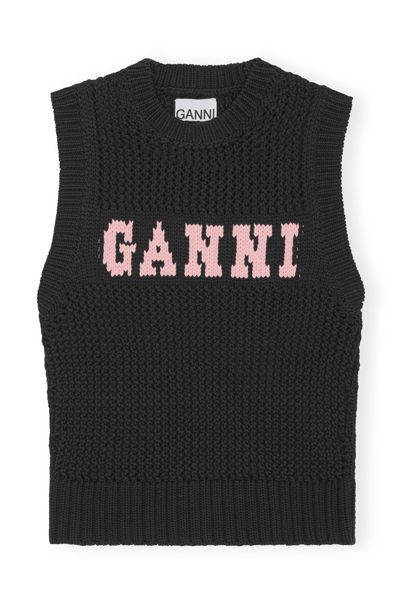 GANNI Black Cotton Rope Vest