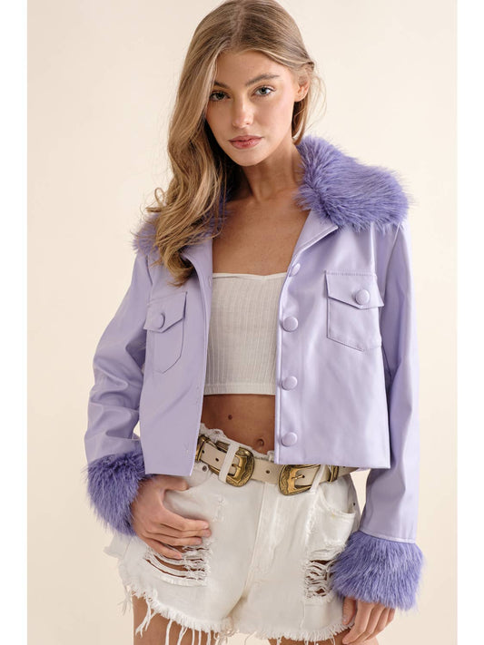 Removable Fur Collared Crop Jacket