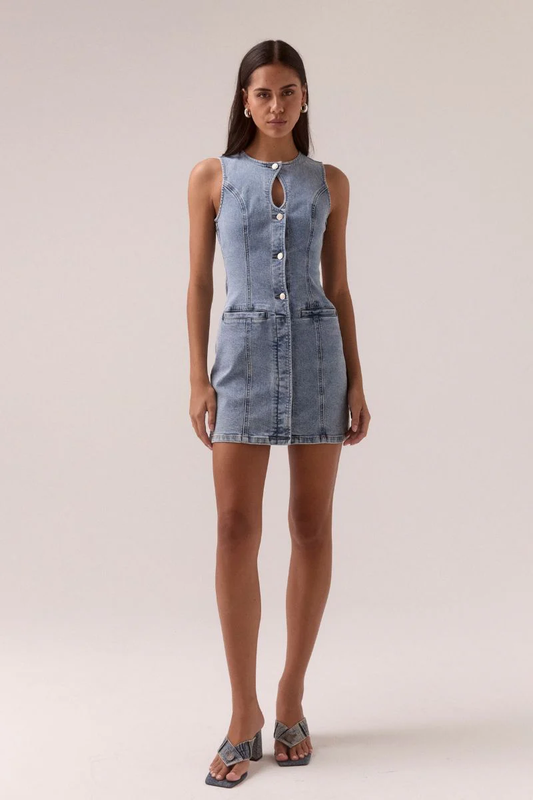 Etch Denim Mini Dress in Heritage Blue