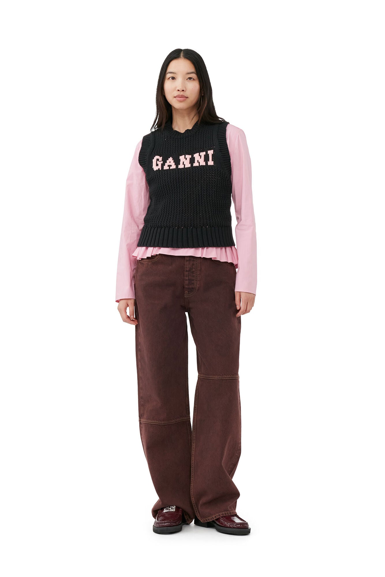 GANNI Black Cotton Rope Vest