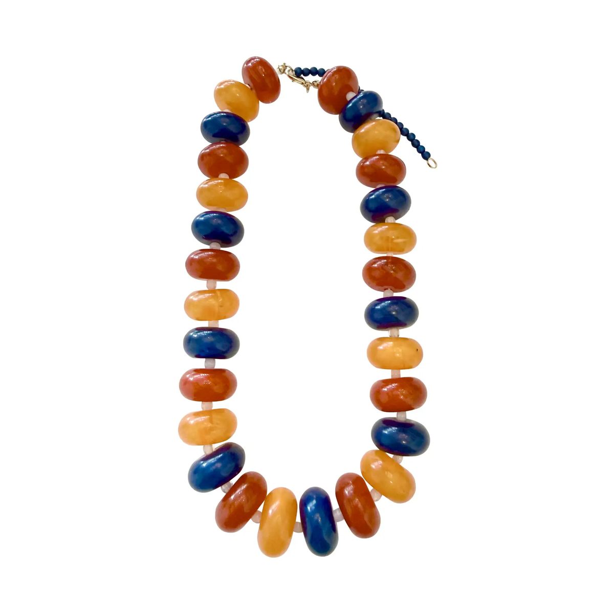 Bailey Chunky Beaded Necklace in Orange/Navy Mix