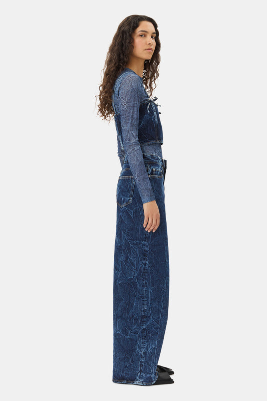 GANNI BLUE CRINKLED FUTURE DENIM MARRI JEANS