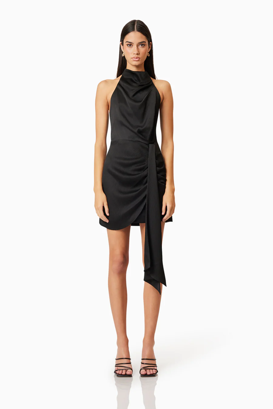 ELLIATT Myra Mini Halter Dress in Black