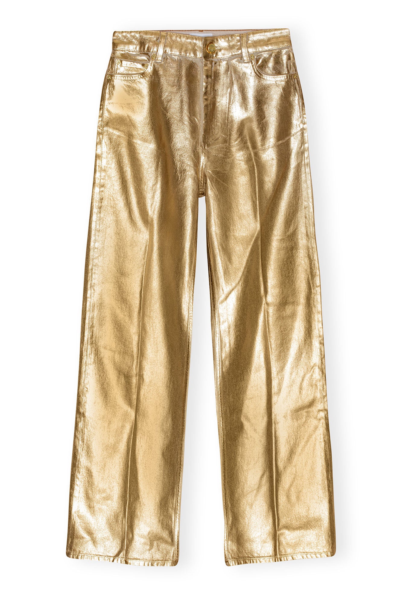 GANNI GOLD FOIL WIDE JEANS