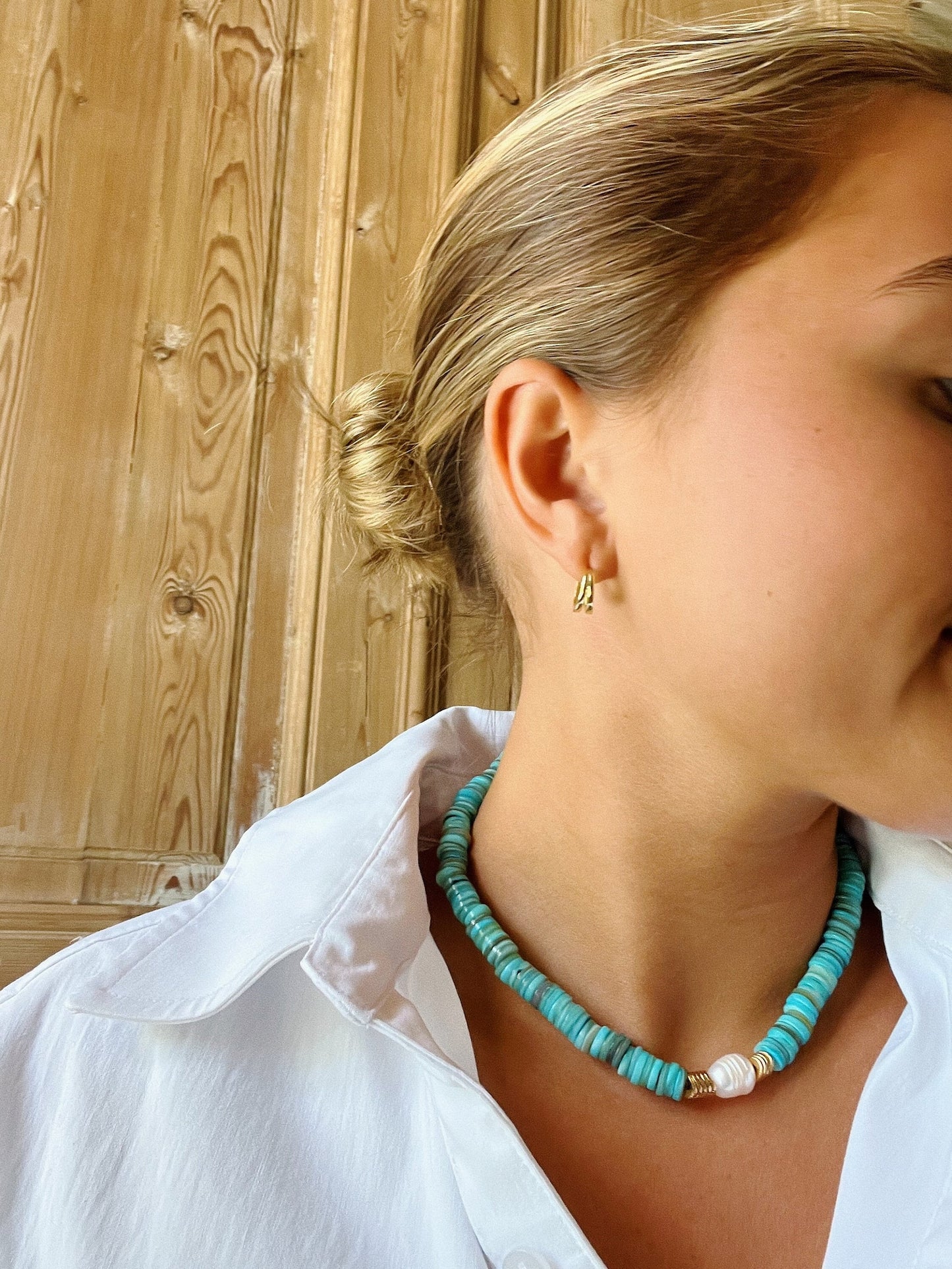 MDesigns Turquoise Shell Bead Necklace