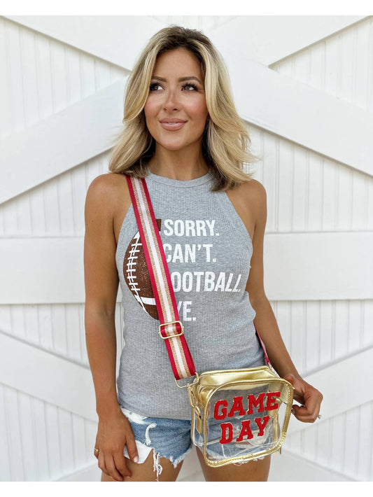 Red/Gold Game Day Chenille-Patch Stadium Clear Purse