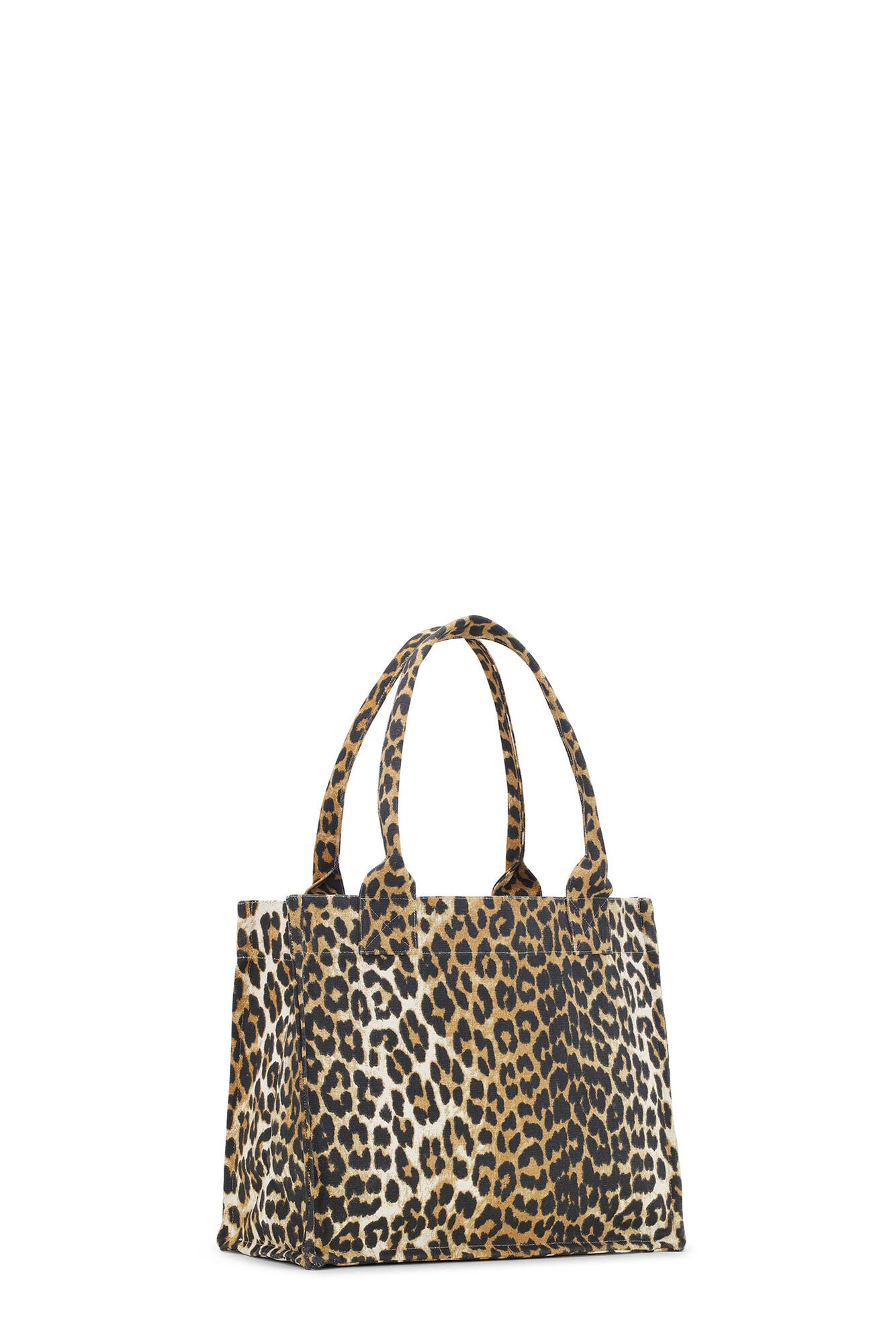 GANNI LEOPARD LARGE CANVAS TOTE BAG
