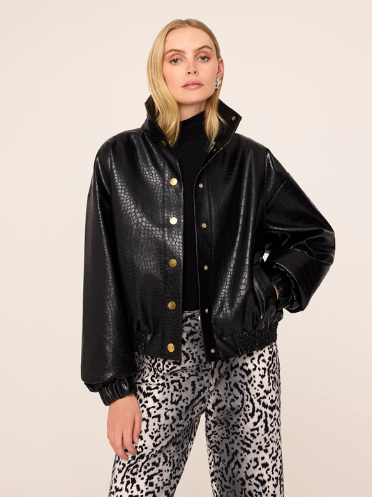 KITRI Estelle Faux Croc Bomber Jacket