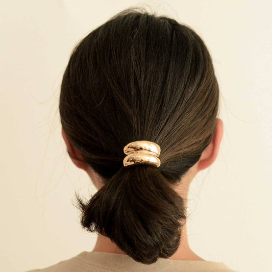Mini Double Arch Metal Ponytail Hair Tie | Gold