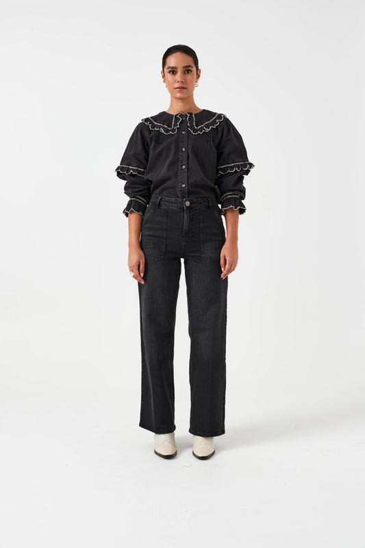 Seventy + Mochi Elodie Full Length Jean in Vintage Black