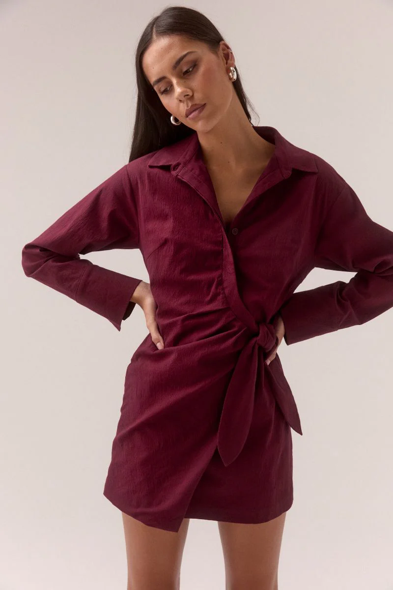 Sovere PRIMARY SHIRT DRESS - PLUM