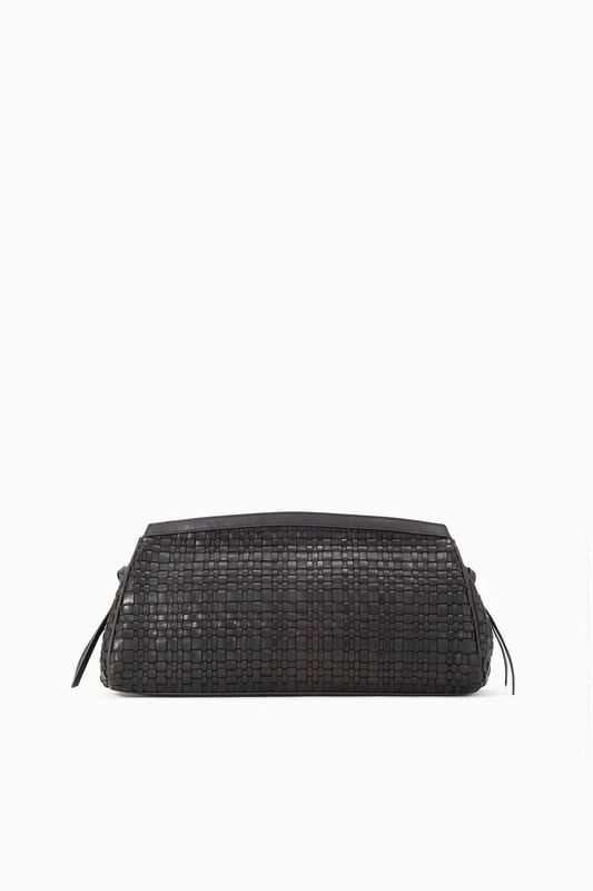 STAUD Maude Clutch Espresso Woven Leather