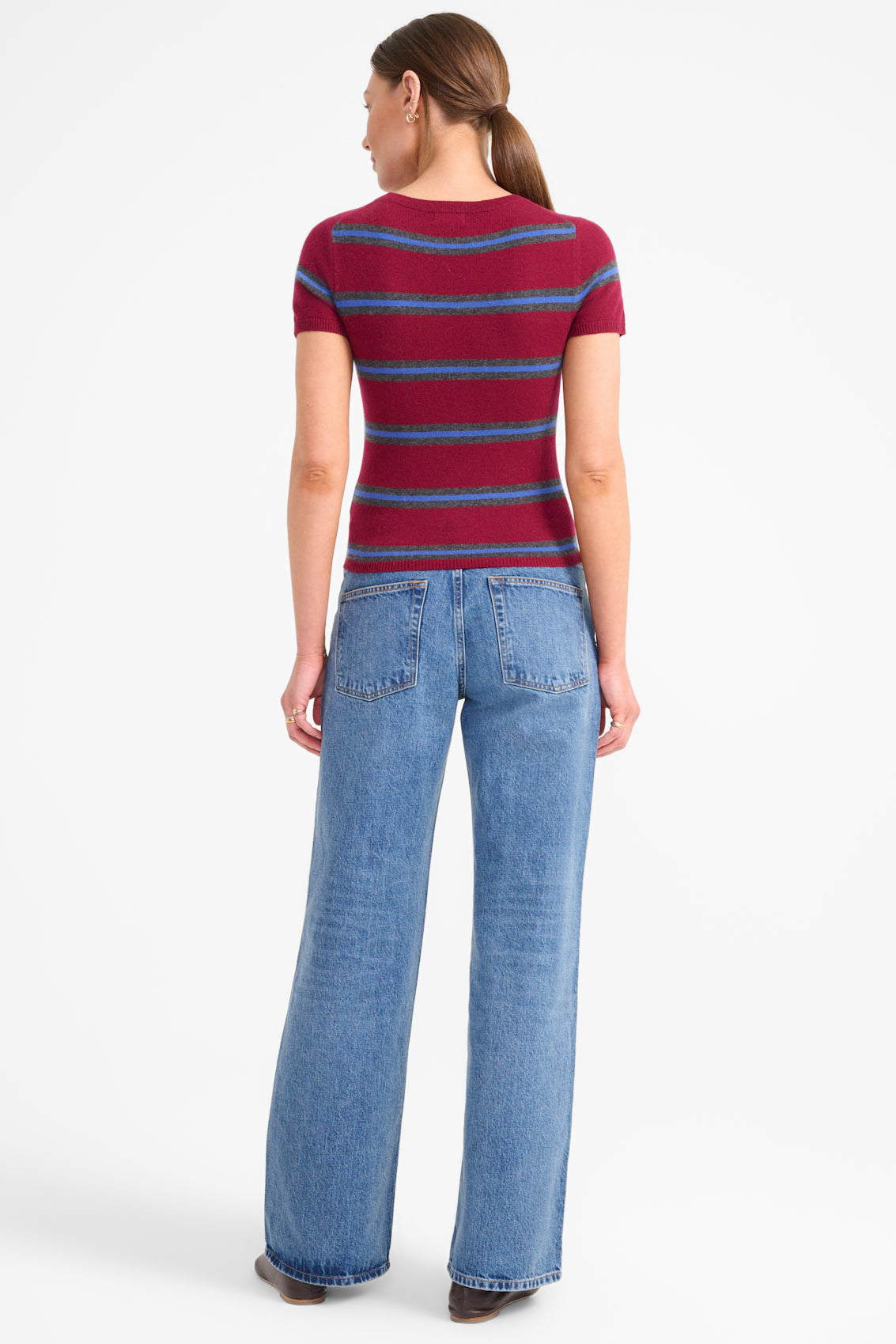 Staud EASY CASHMERE TEE - Crimson