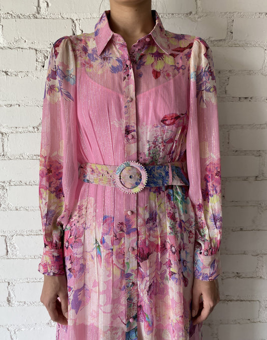 APRIL PINK FLORAL VISCOSE DRESS