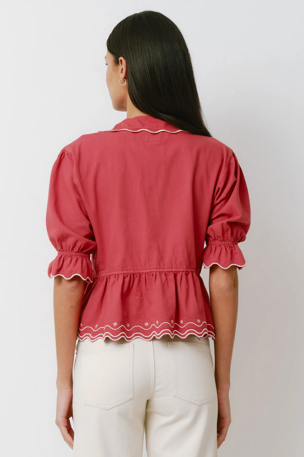 Seventy + Mochi Ana Tie Blouse in Vintage Red