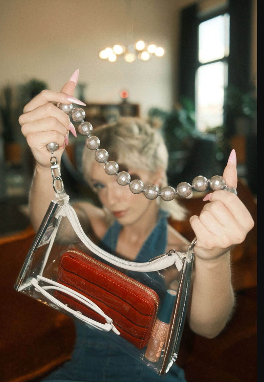 Clear Silver Disco Bag