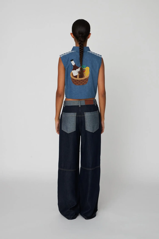 Stella Nova OUT OF OFFICE EMBROIDERED TOP - SUMMER BLUE