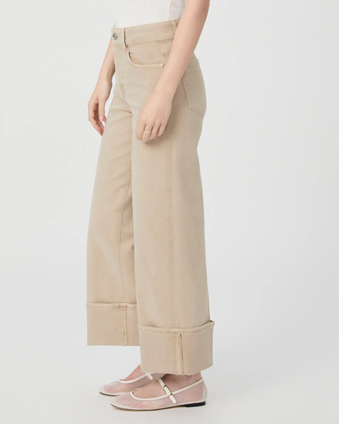 Paige Sasha Ankle Cuffed Wide Leg Jean Vintage Soft Sand