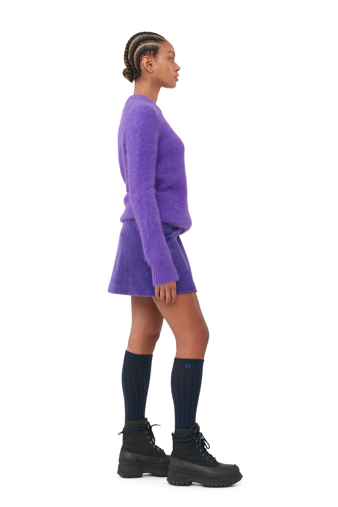 Ganni Purple Brushed Alpaca O-Neck