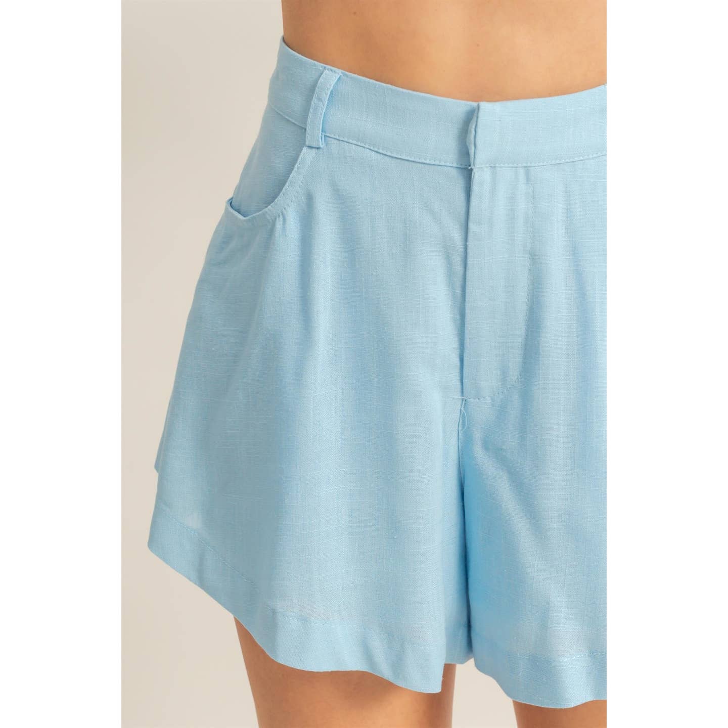 Linen Mid-Rise Flared Shorts