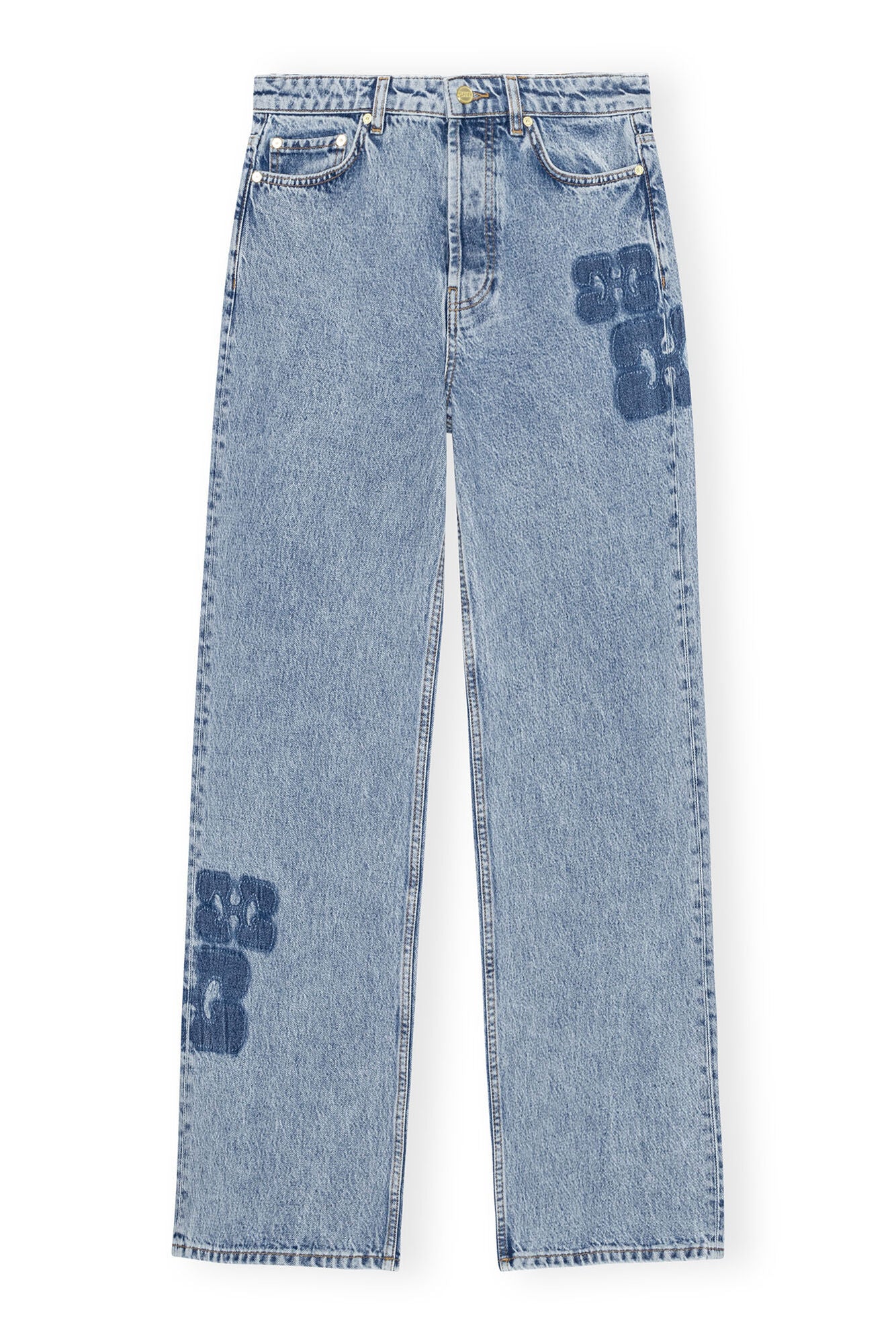 Ganni Mid Blue Stone Patch Izey Jeans