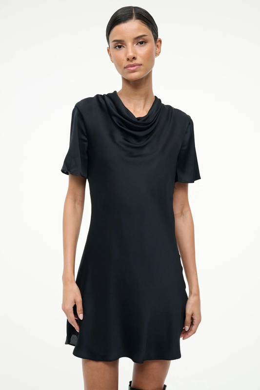 STAUD IRIS SILK DRESS - BLACK