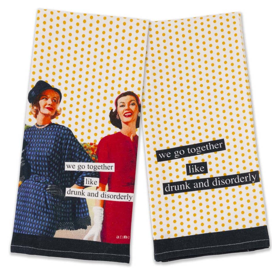 Anne Taintor Tea Towels Drunk & Disorderly Set of 2