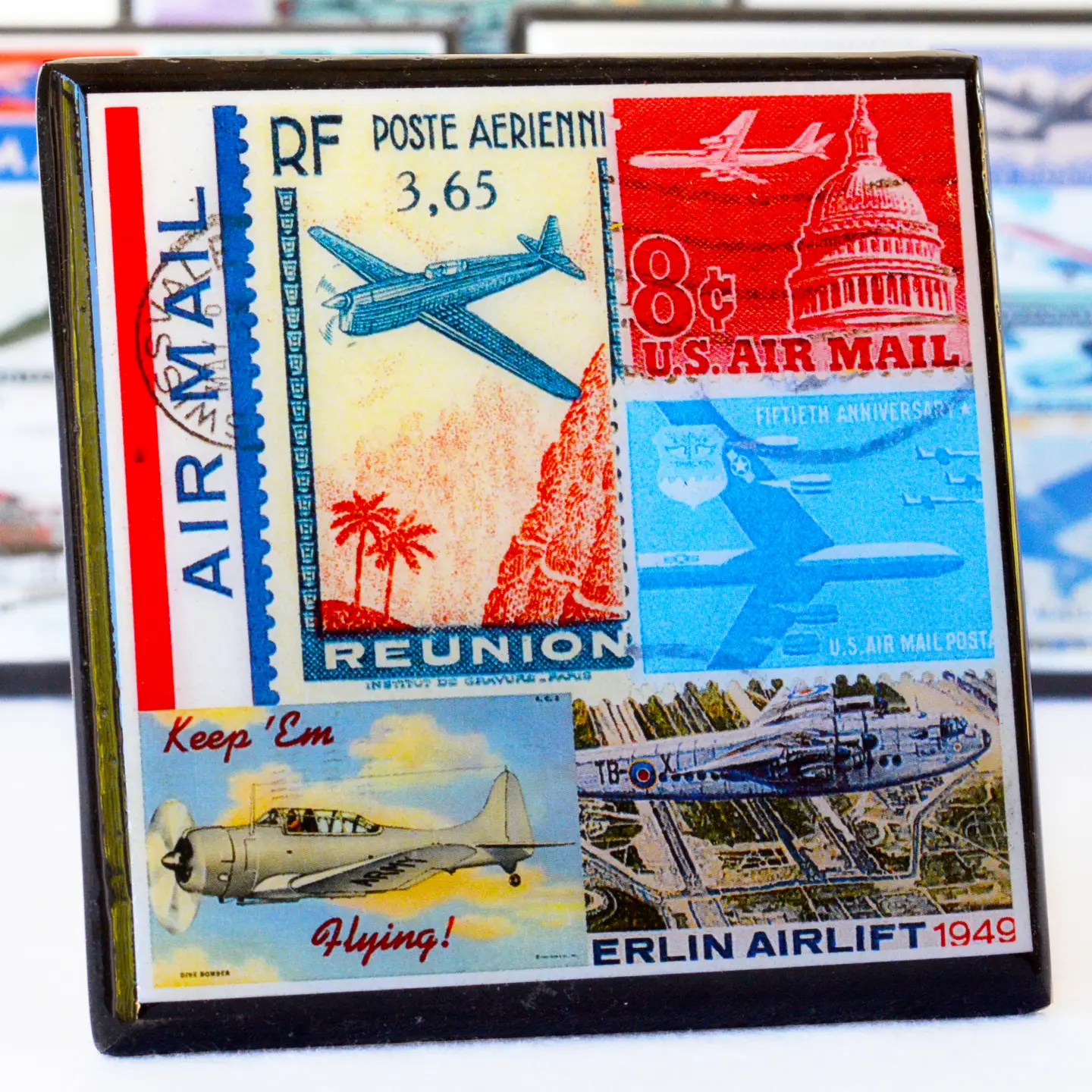 Vintage Airplane Collage Coaster Set