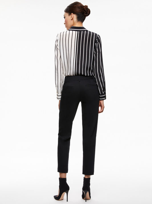 Alice & Olivia Willa Placket Top - Palazzo Stripe