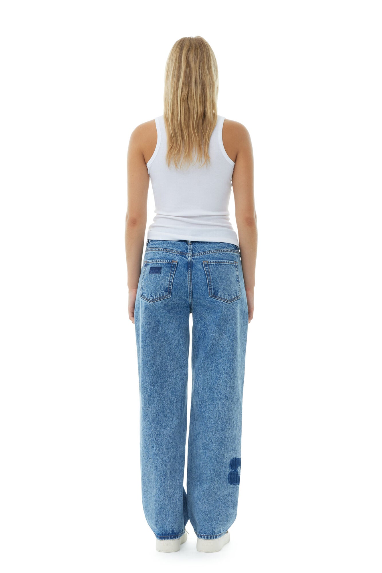 Ganni Mid Blue Stone Patch Izey Jeans