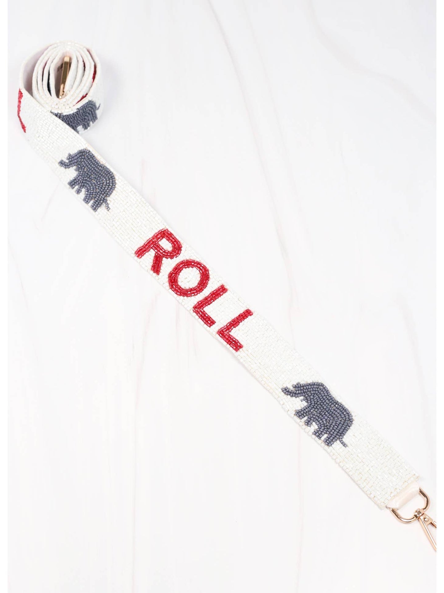 Roll Beaded Crossbody Strap White