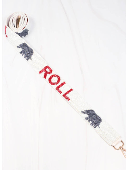 Roll Beaded Crossbody Strap White