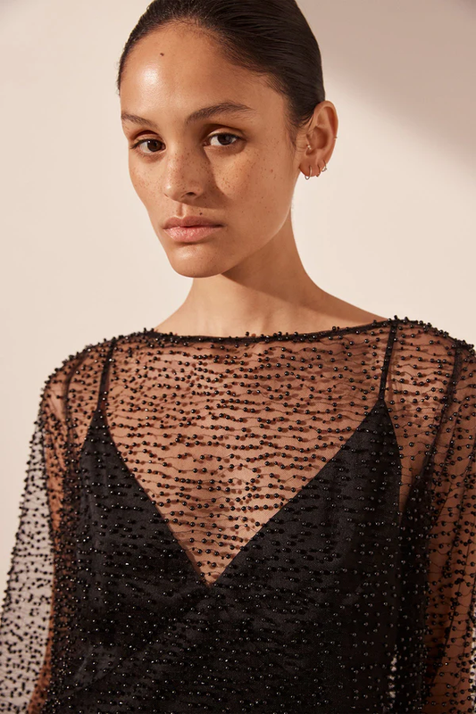 Shona Joy Mona Long Sleeve Mini Dress - Black