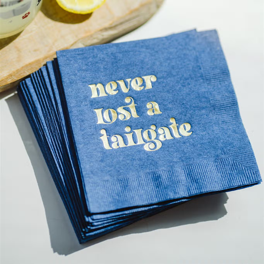 Gracefully Made Art "Never Lost A Tailgate" Gold Foil + Navy Napkin Pack