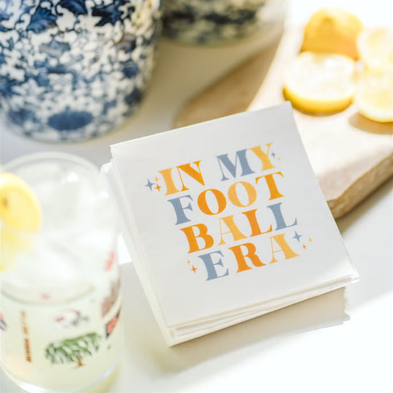 Gracefully Made Art "in My Football Era" Orange and Blue Napkin Pack