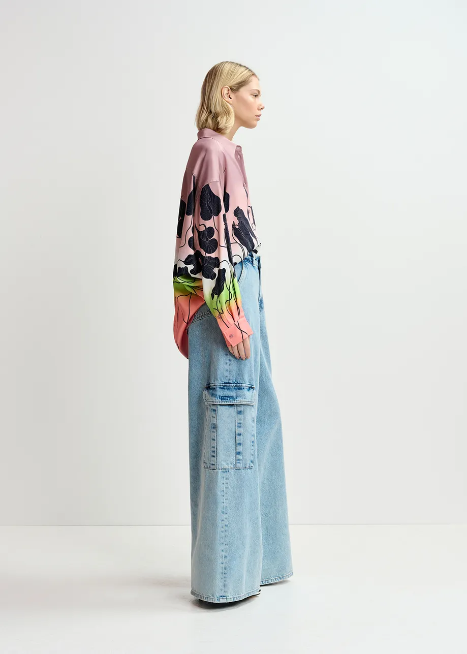 ESSENTIEL ANTWERP Blue Wide-LEg Cargo Jean