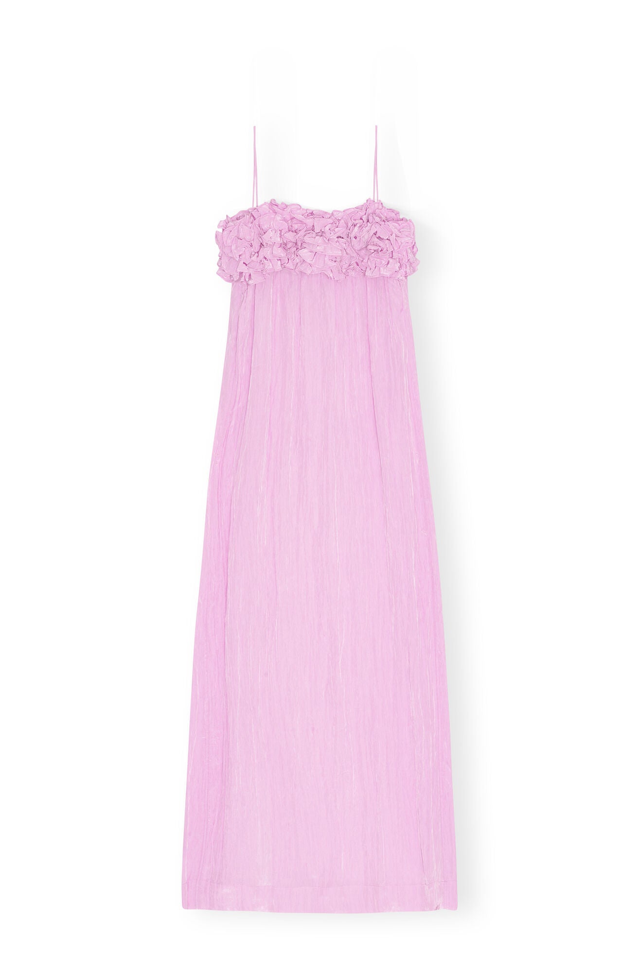 Ganni PINK SHINY TECH STRAP MIDI DRESS