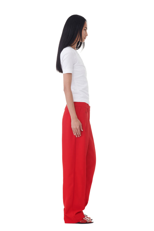 Ganni RED TWILL SUITING PANTS