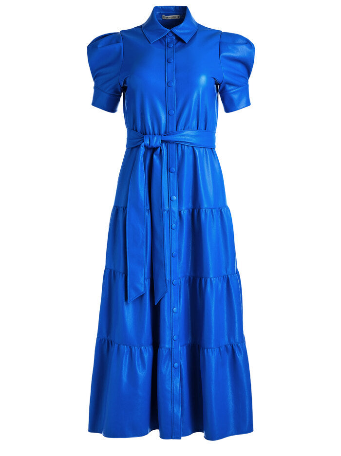 Alice & Olivia Miranda Vegan Leather Tiered Dress